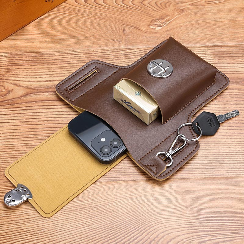 Leather Phone Pouch for Belt Universal Smartphone Holster Waist Bag