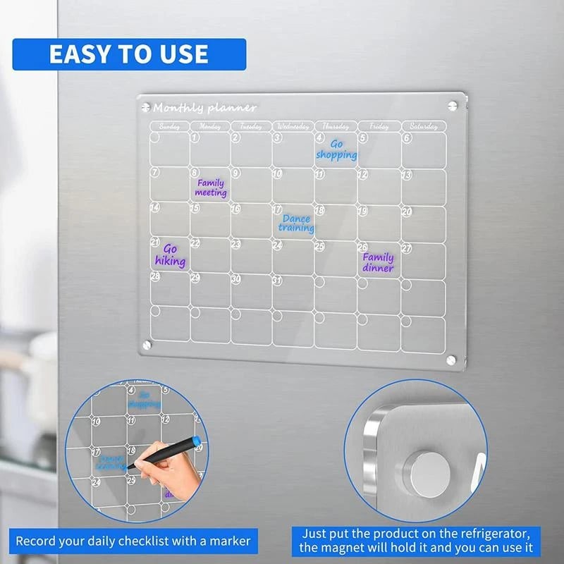 Magnetic Schedule Planner For Fridge (Permanently reusable)