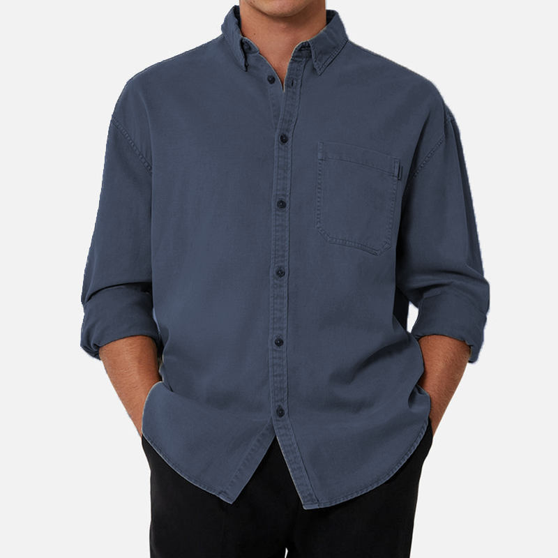 Men's Cotton Basic Long Sleeve Shirt