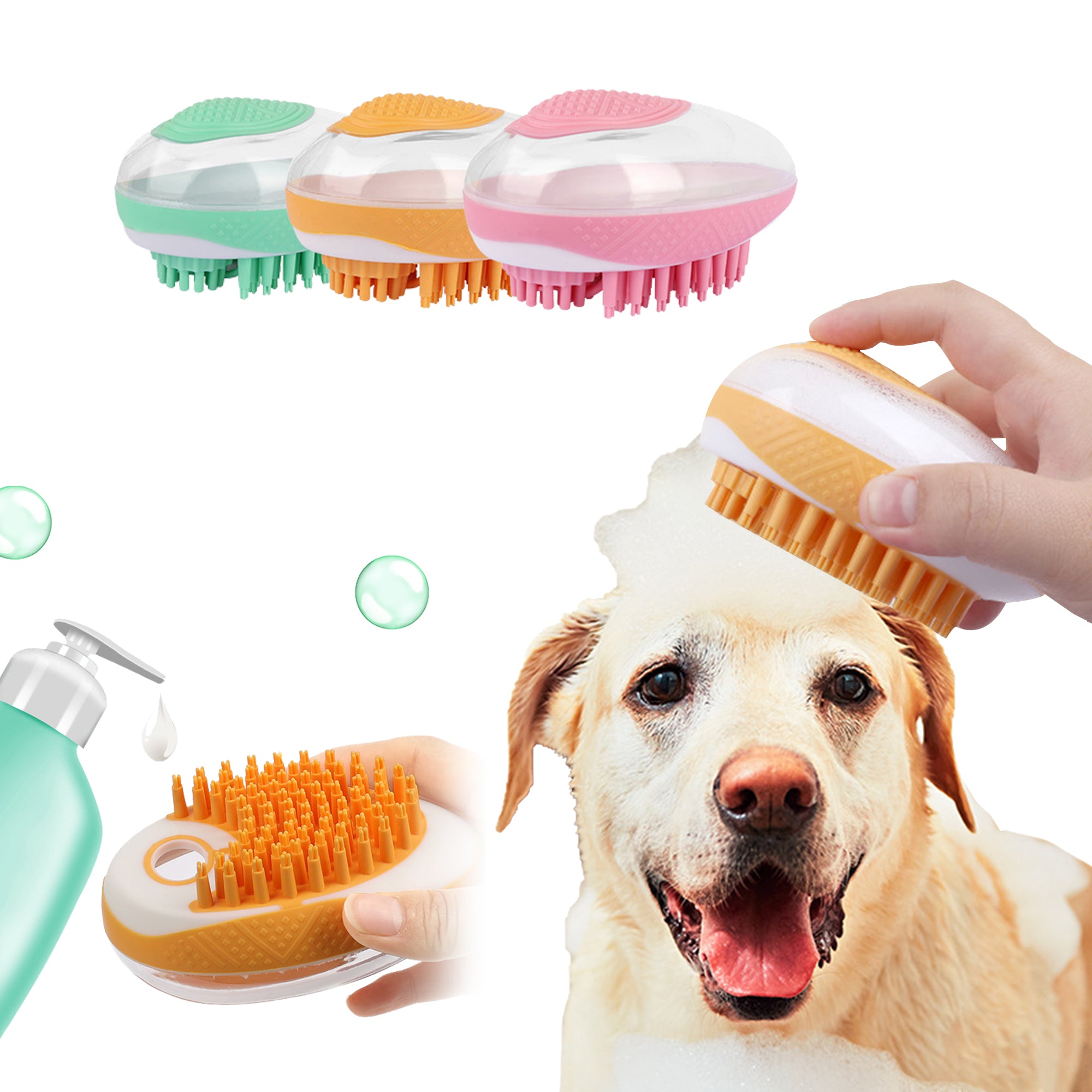 Mollior 2-in-1 Pet Spa Brush: Relaxing Baths for Furry Friends