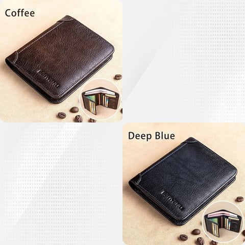 Multi-functional RFID Blocking Waterproof Durable Genuine Leather Wallet