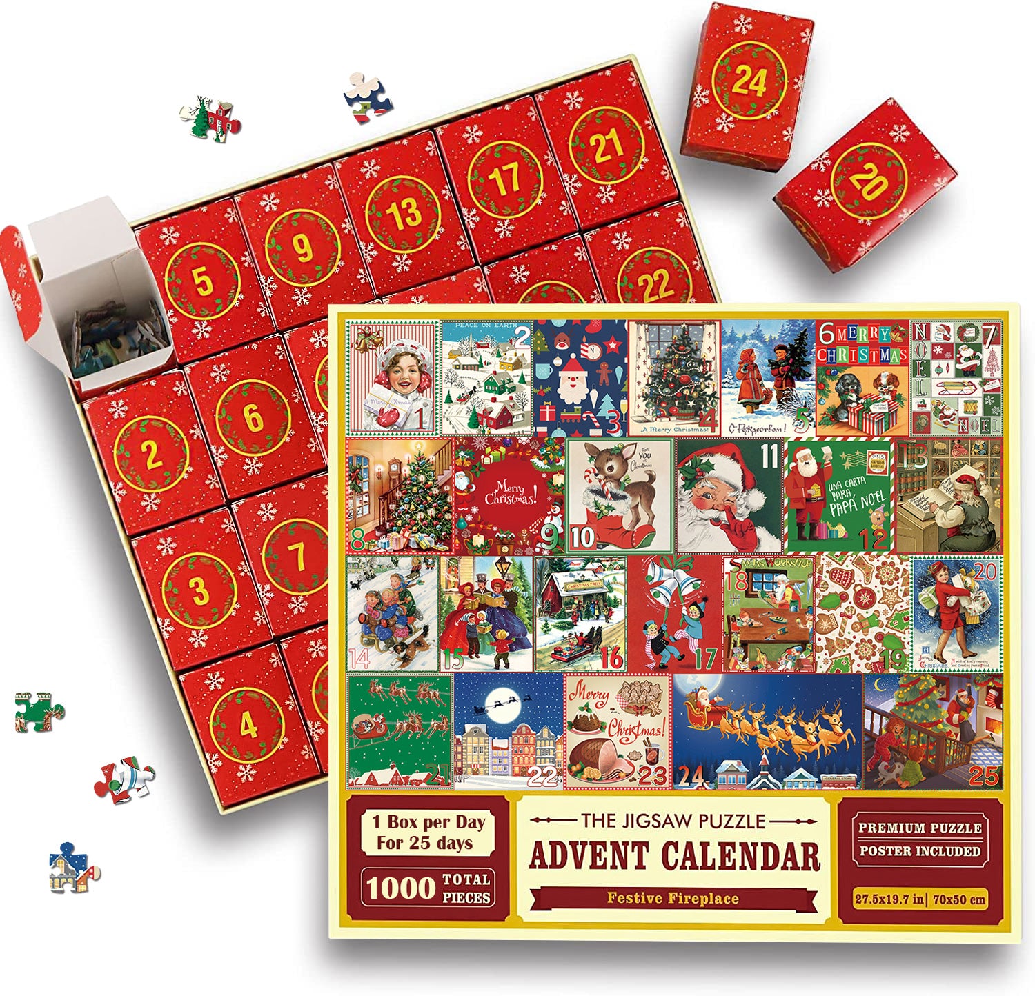 Pickforu Christmas Advent Calendar Jigsaw Puzzle 1000pcs