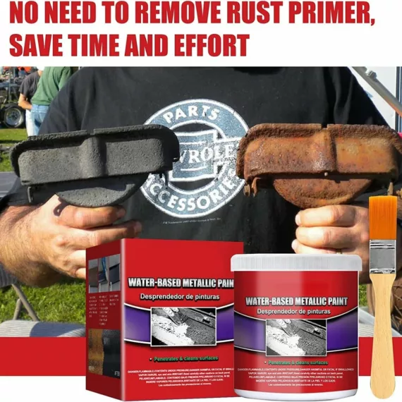 Rust Converter for Metal (Water-Based Metallic Paint Rust Remover with Brush)