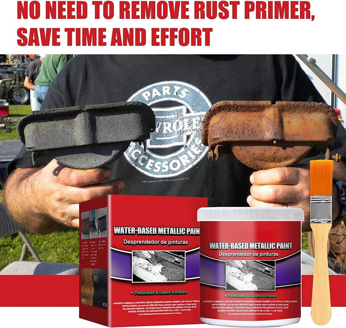 Rust Converter for Metal (Water-Based Metallic Paint Rust Remover with Brush)