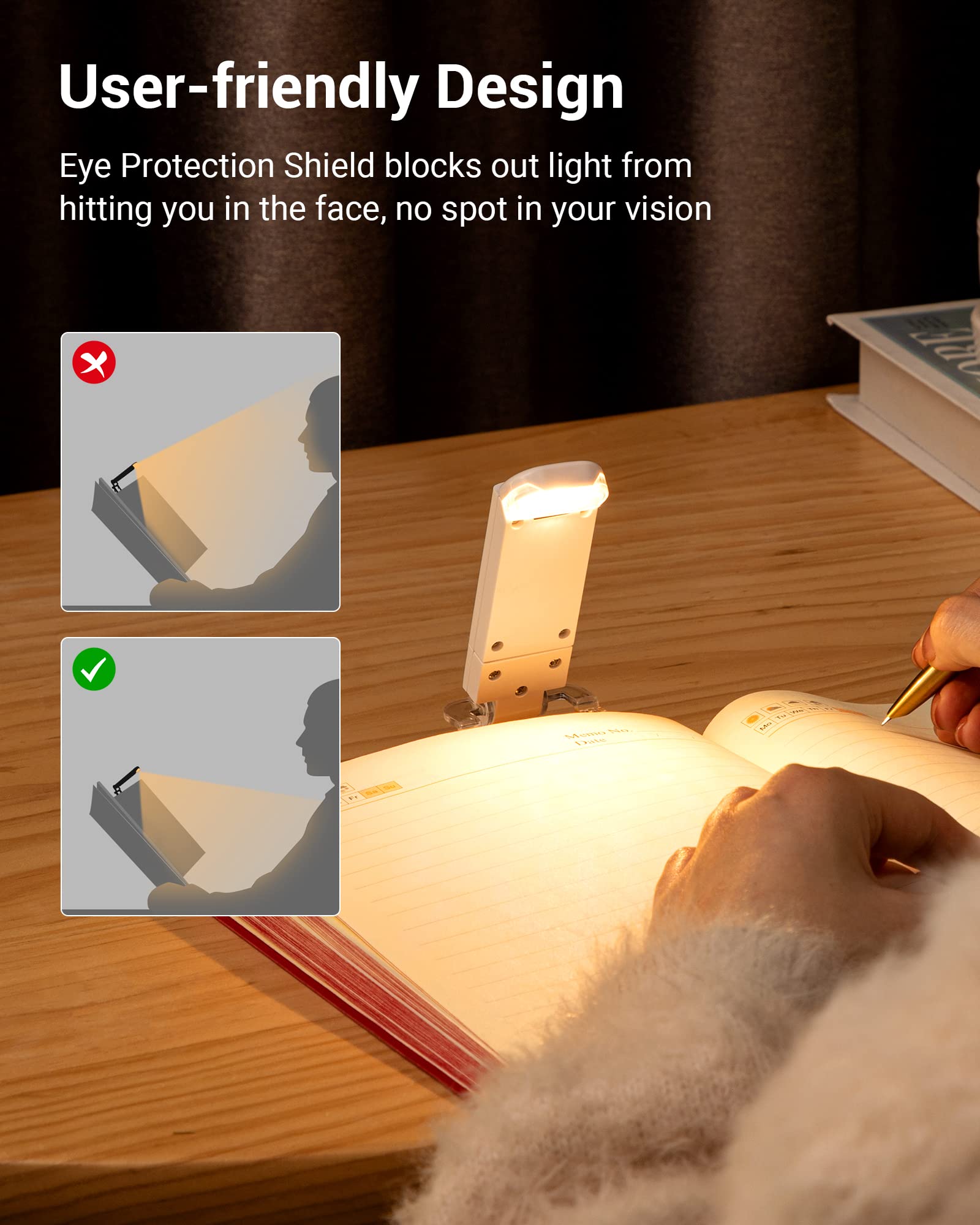 USB Rechargeable Book Light for Reading in Bed