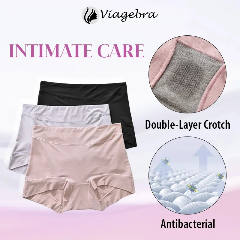 Women's Large Size High Waist Cotton Graphene Crotch Antibacterial Panties