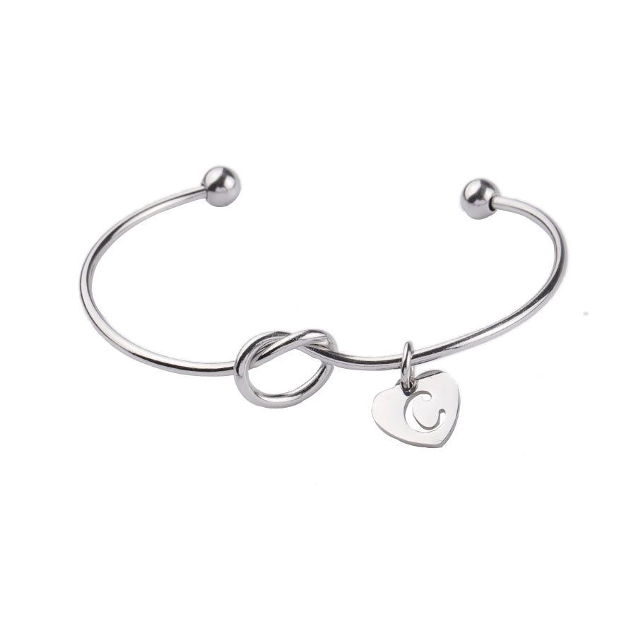 AC  "tie the knot" Heart Initial Bracelet