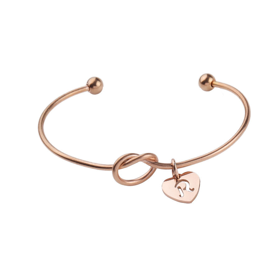 AC  "tie the knot" Heart Initial Bracelet