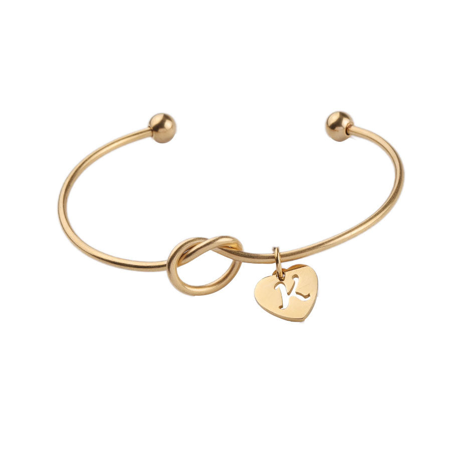 AC  "tie the knot" Heart Initial Bracelet