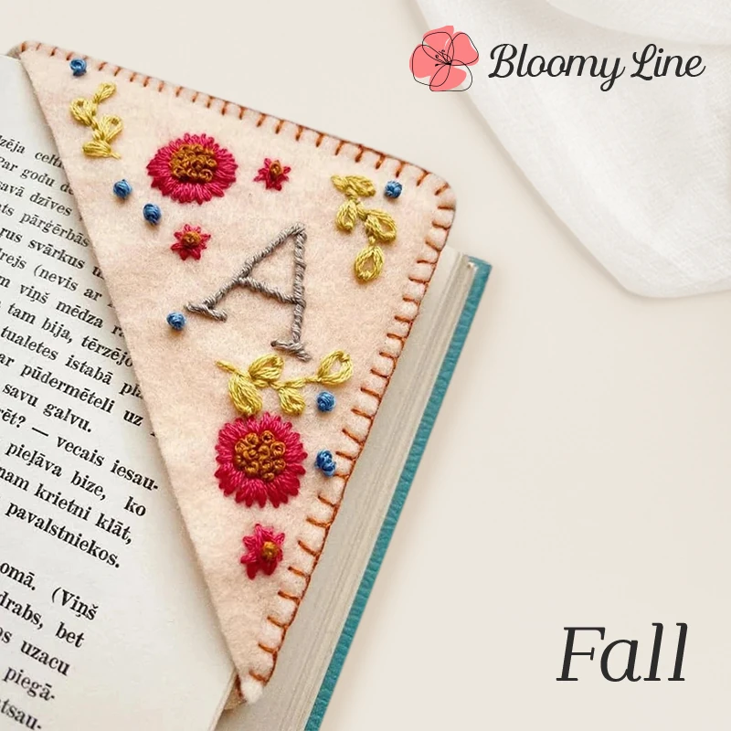 Bloomy Line - LAST DAY 70% OFF - Personalized Hand Embroidered Corner Bookmark