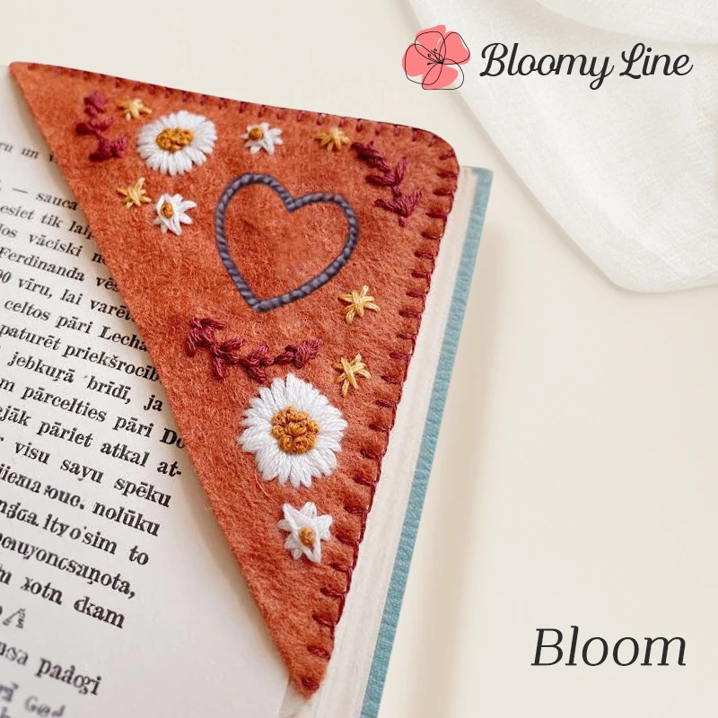 Bloomy Line - LAST DAY 70% OFF - Personalized Hand Embroidered Corner Bookmark