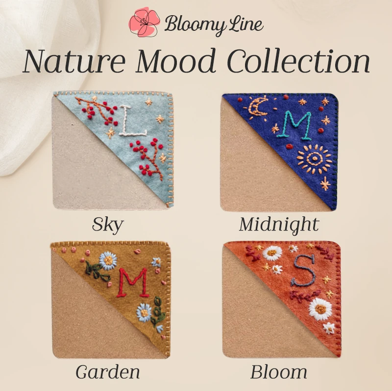 Bloomy Line - LAST DAY 70% OFF - Personalized Hand Embroidered Corner Bookmark