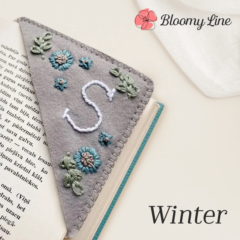 Bloomy Line - LAST DAY 70% OFF - Personalized Hand Embroidered Corner Bookmark