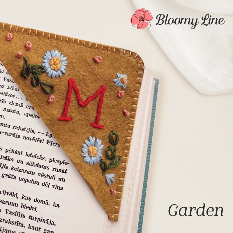 Bloomy Line - LAST DAY 70% OFF - Personalized Hand Embroidered Corner Bookmark