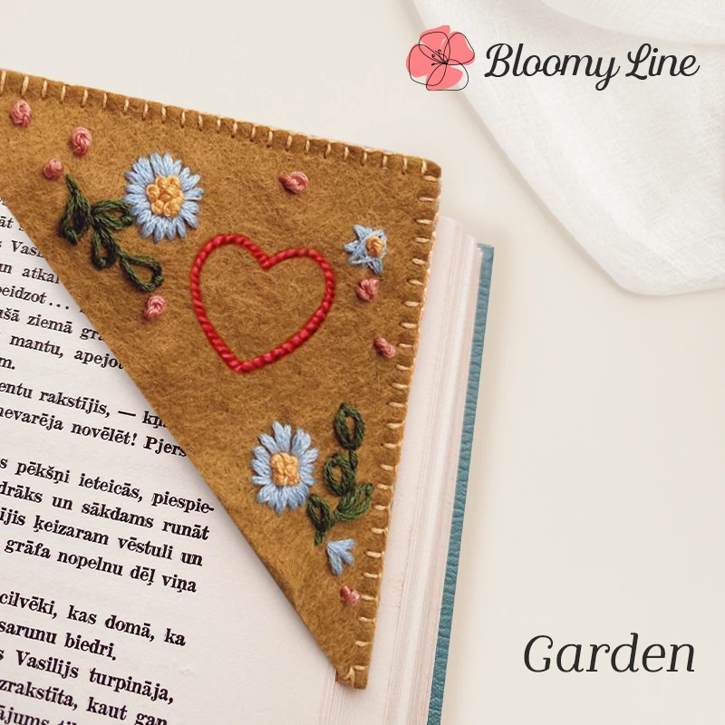 Bloomy Line - LAST DAY 70% OFF - Personalized Hand Embroidered Corner Bookmark