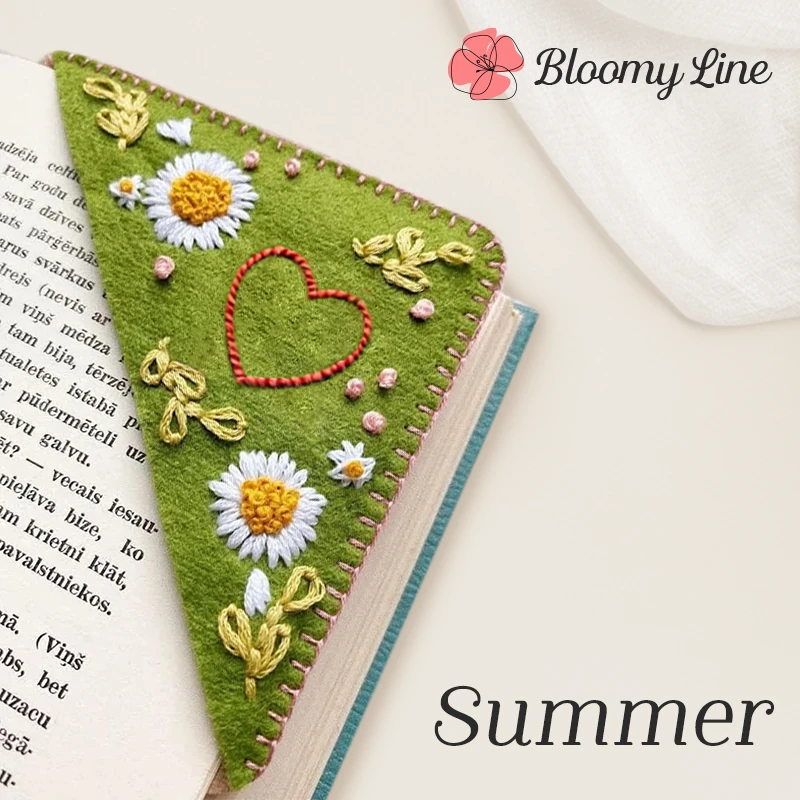 Bloomy Line - LAST DAY 70% OFF - Personalized Hand Embroidered Corner Bookmark