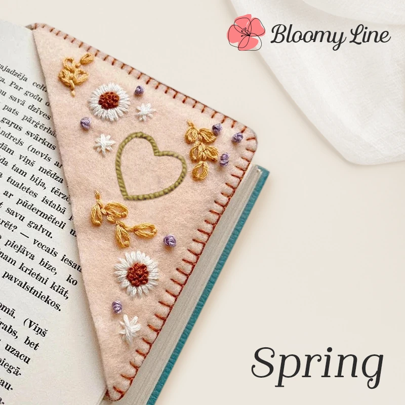 Bloomy Line - LAST DAY 70% OFF - Personalized Hand Embroidered Corner Bookmark