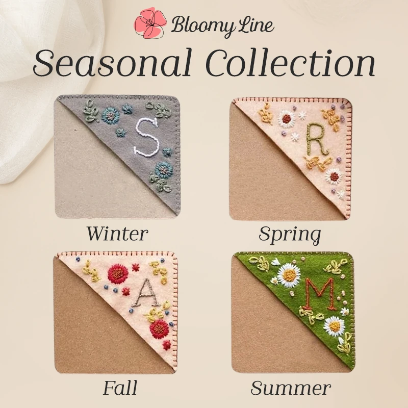 Bloomy Line - LAST DAY 70% OFF - Personalized Hand Embroidered Corner Bookmark