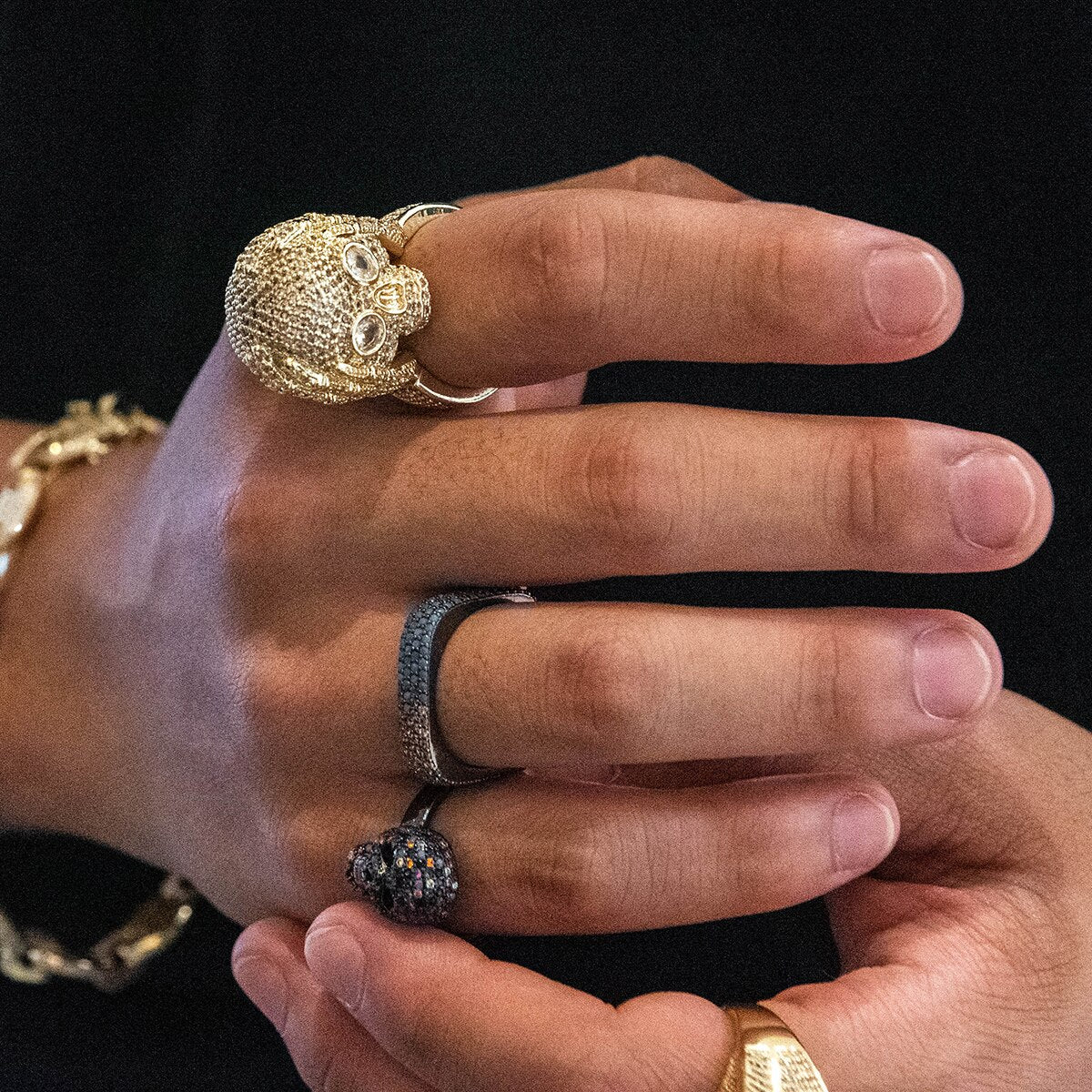 Calavera Crystal Skull Ring