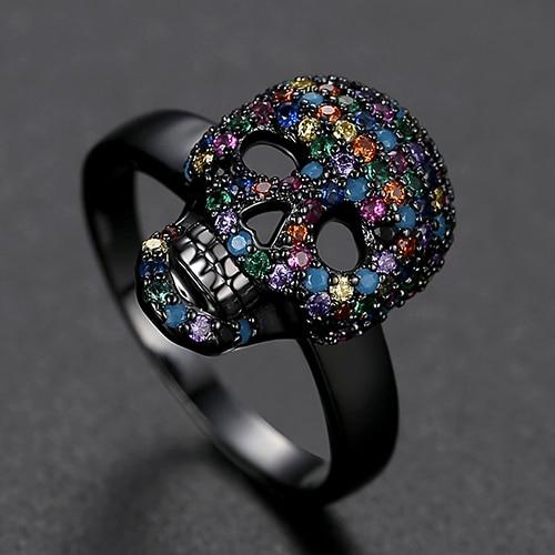 Calavera Crystal Skull Ring