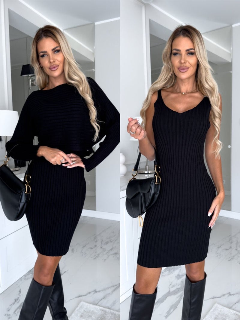 Hot Sale 49% OFF - Knit Pullover Sweater and Cami Dress Set