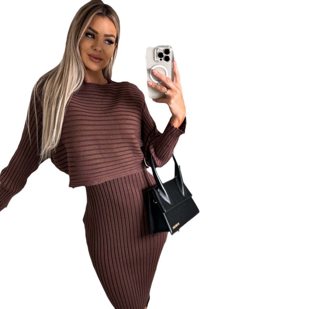 Hot Sale 49% OFF - Knit Pullover Sweater and Cami Dress Set