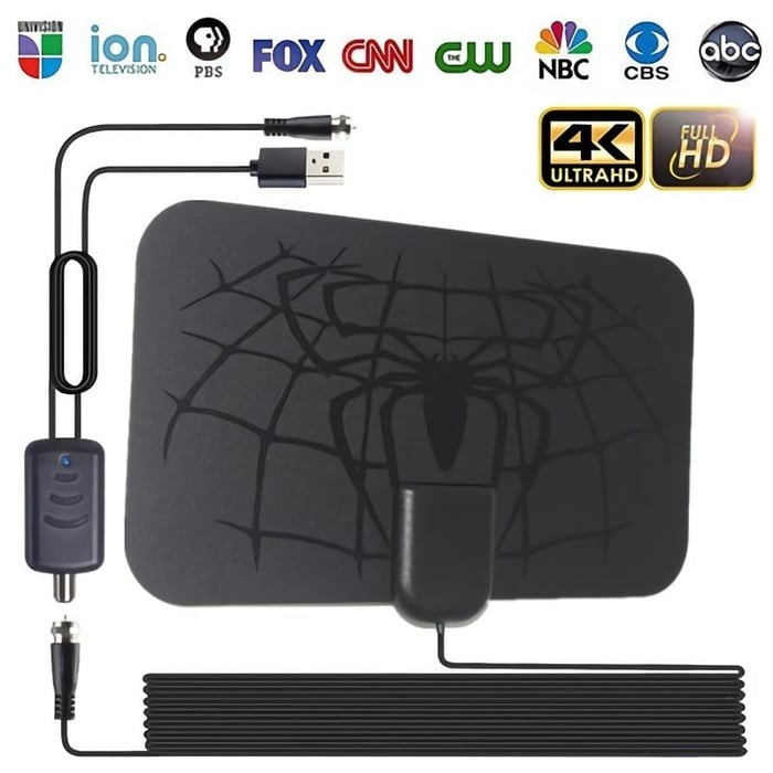 LAST DAY 49% OFF – Spider pattern new HDTV cable antenna 4K (5G chip, can be used worldwide)