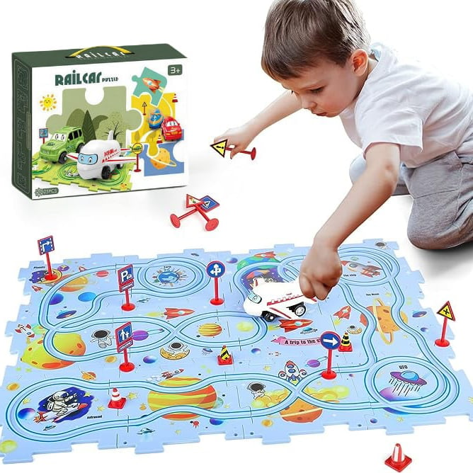 Last Day 50% OFF - Children's Educational Puzzle Track Car Play Set