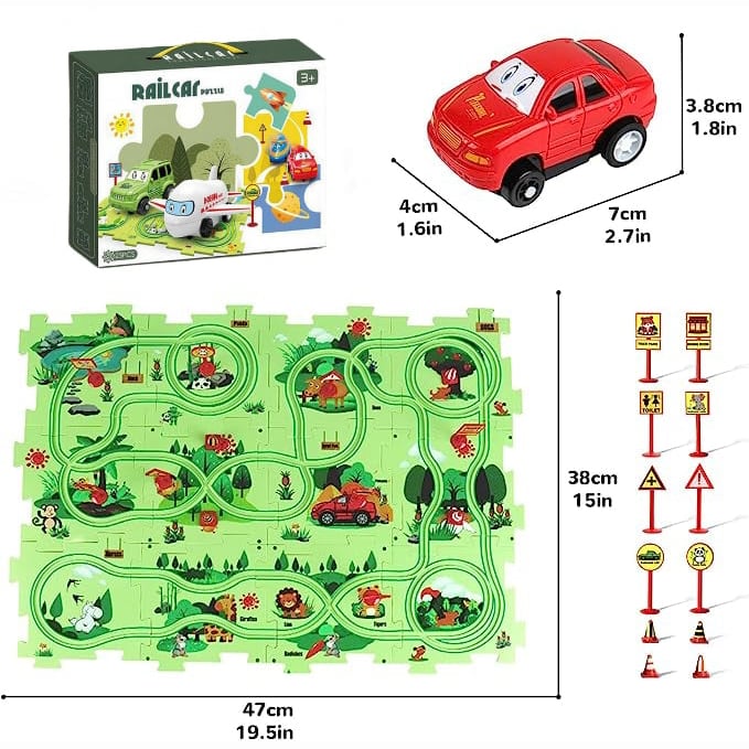 Last Day 50% OFF - Children's Educational Puzzle Track Car Play Set