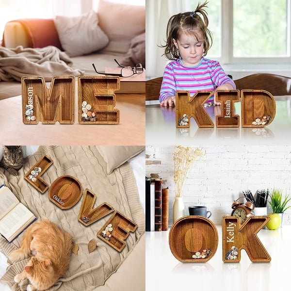 Last Day 70% OFF - Customize Letter Piggy Bank-Wood Gift For Kids