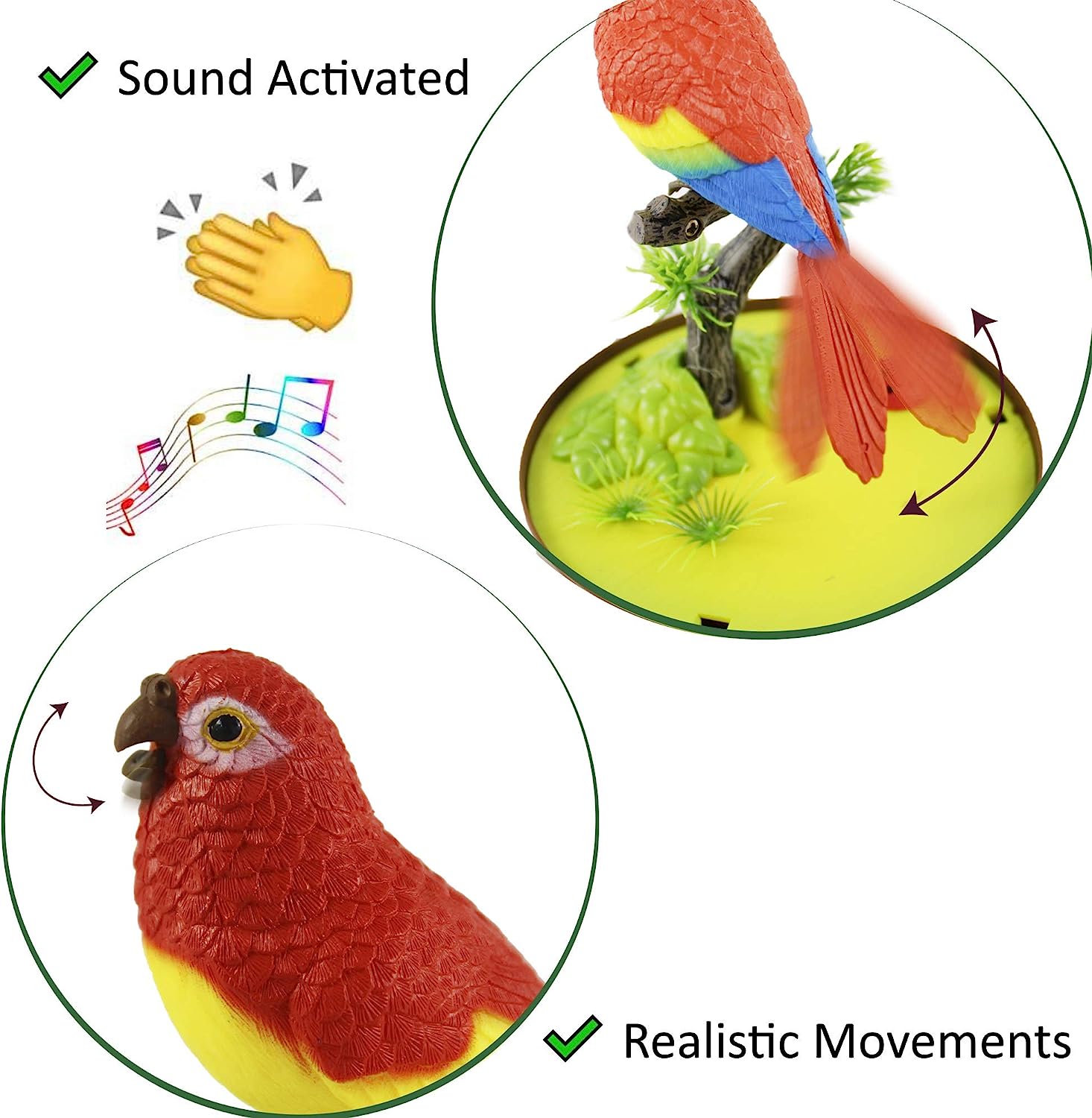 LAST DAY 75% OFF - Artificial Feathered Bird Cute Paper Bird Garden Home Parrot Statue Green&Red