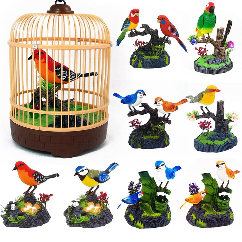 LAST DAY 75% OFF - Artificial Feathered Bird Cute Paper Bird Garden Home Parrot Statue Green&Red