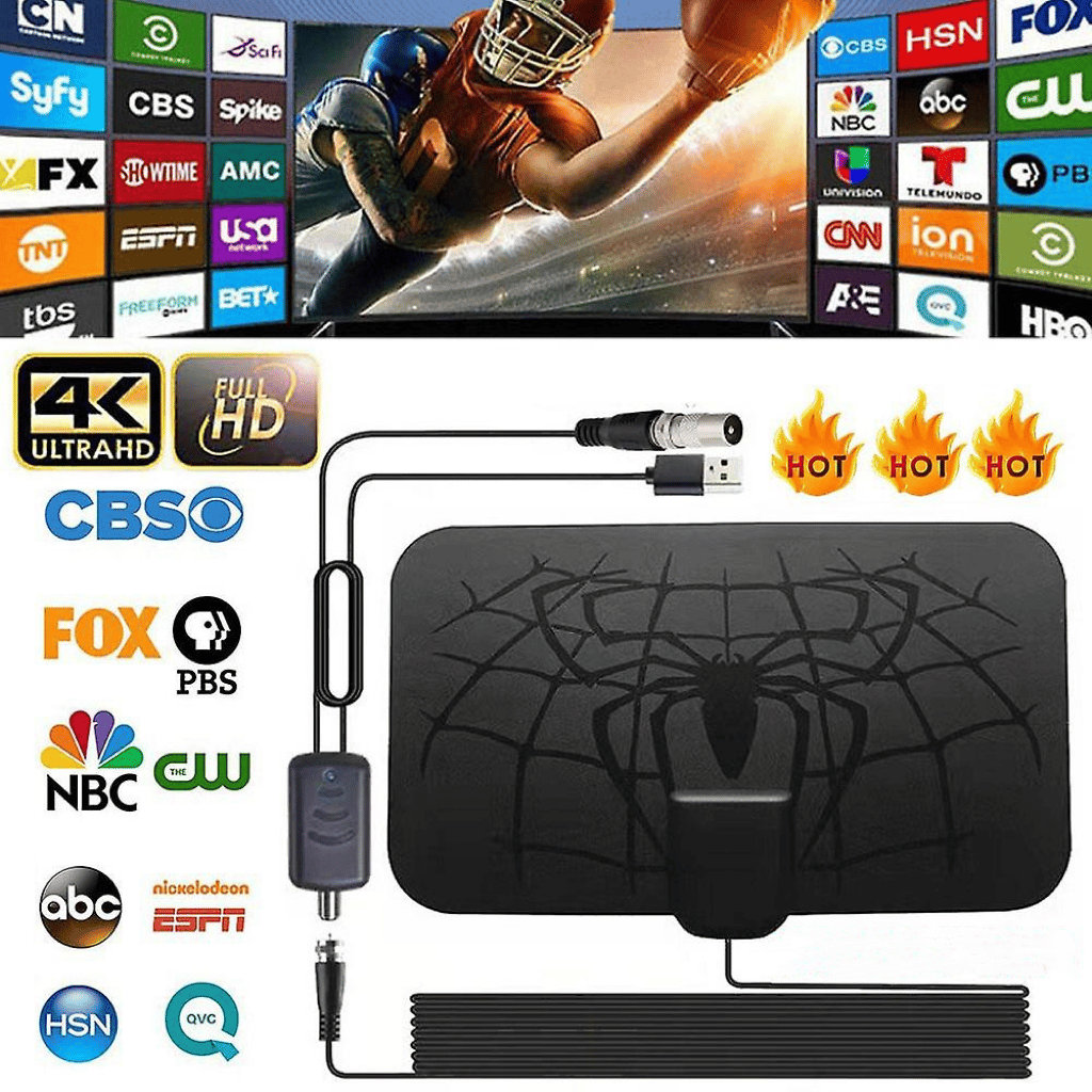 LAST DAY 75% OFF - Spider pattern new HDTV cable antenna 4K (5G chip, can be used worldwide)