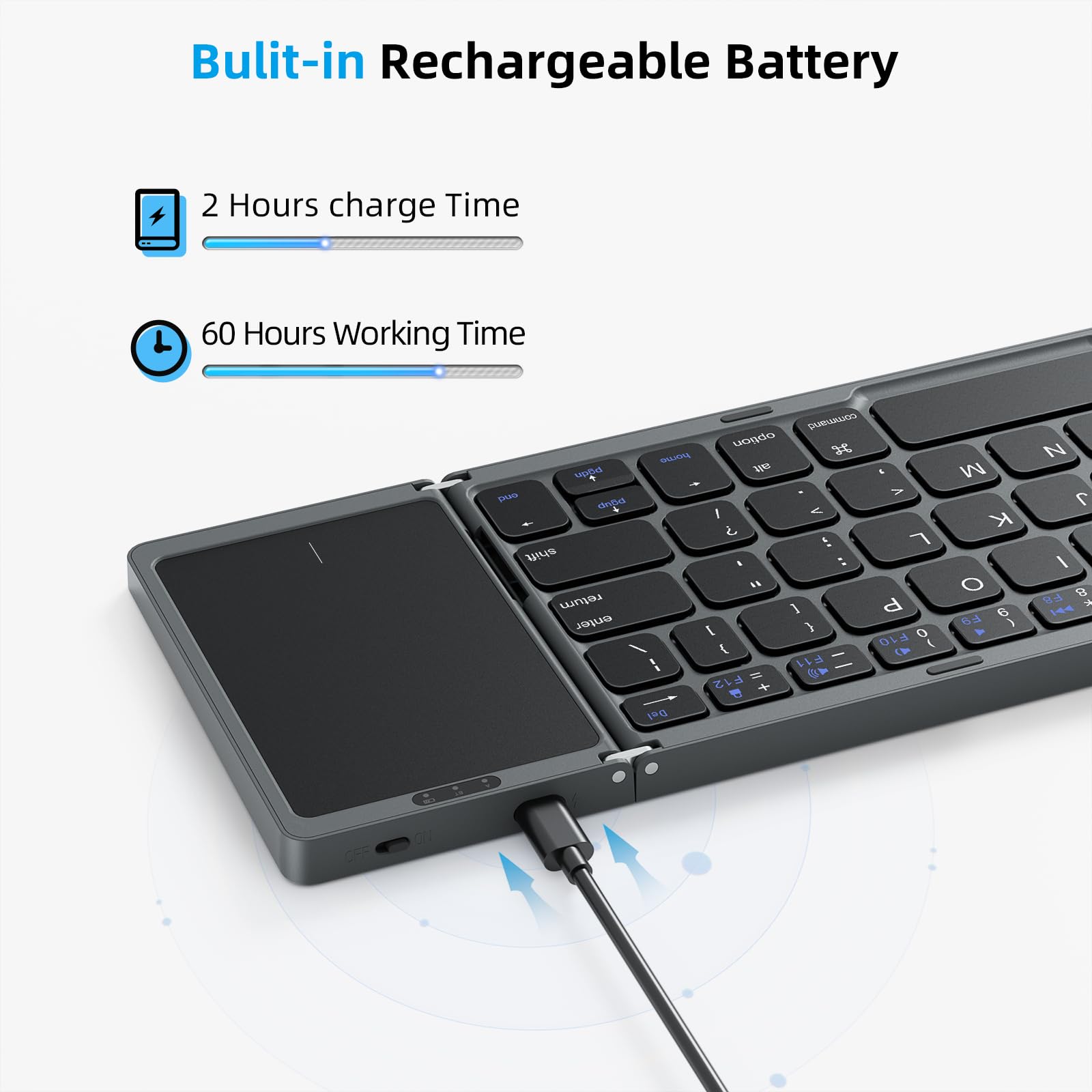 Last Day Promotion 49% OFF - Foldable Bluetooth Keyboard with Touchpad