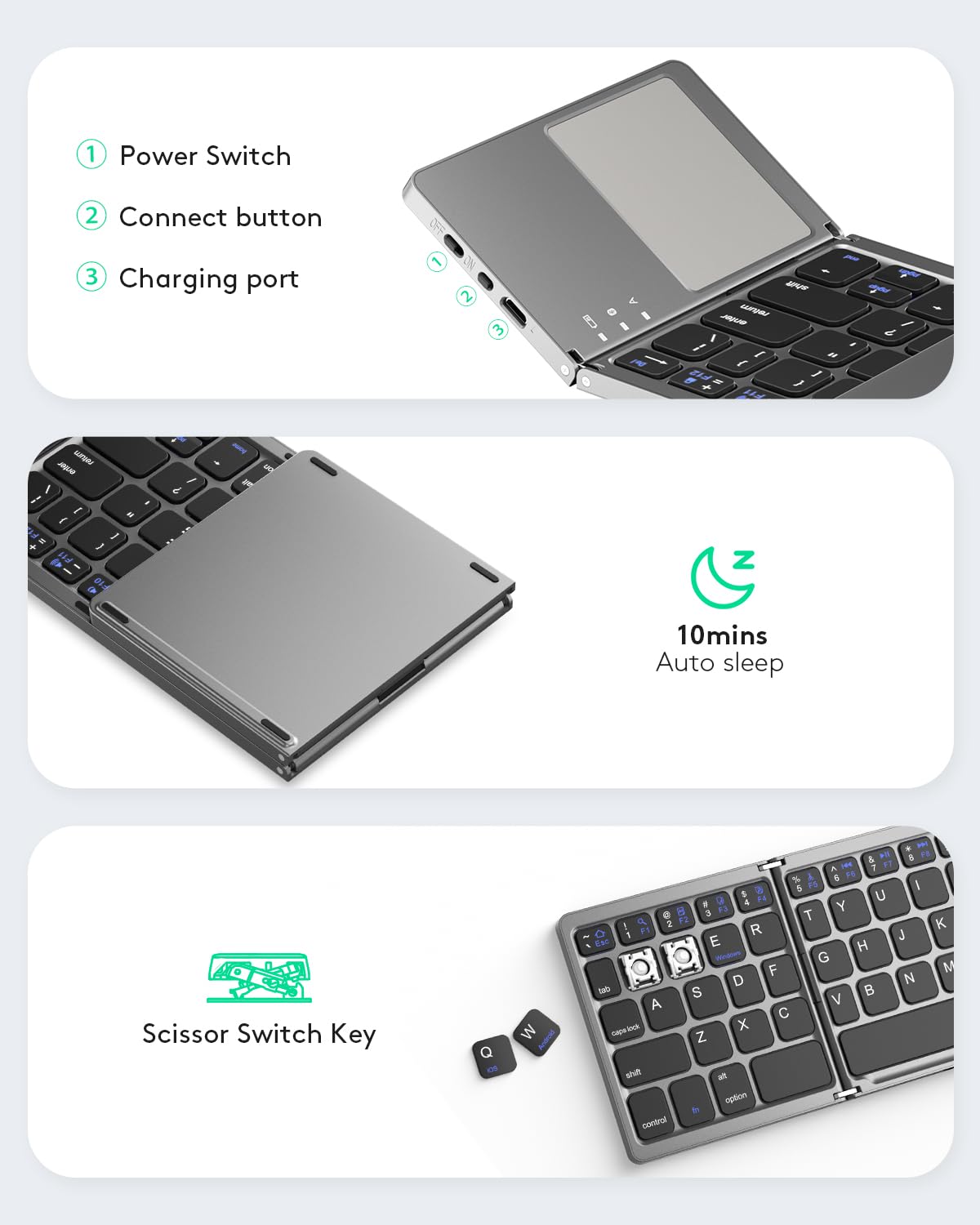 Last Day Promotion 49% OFF - Foldable Bluetooth Keyboard with Touchpad