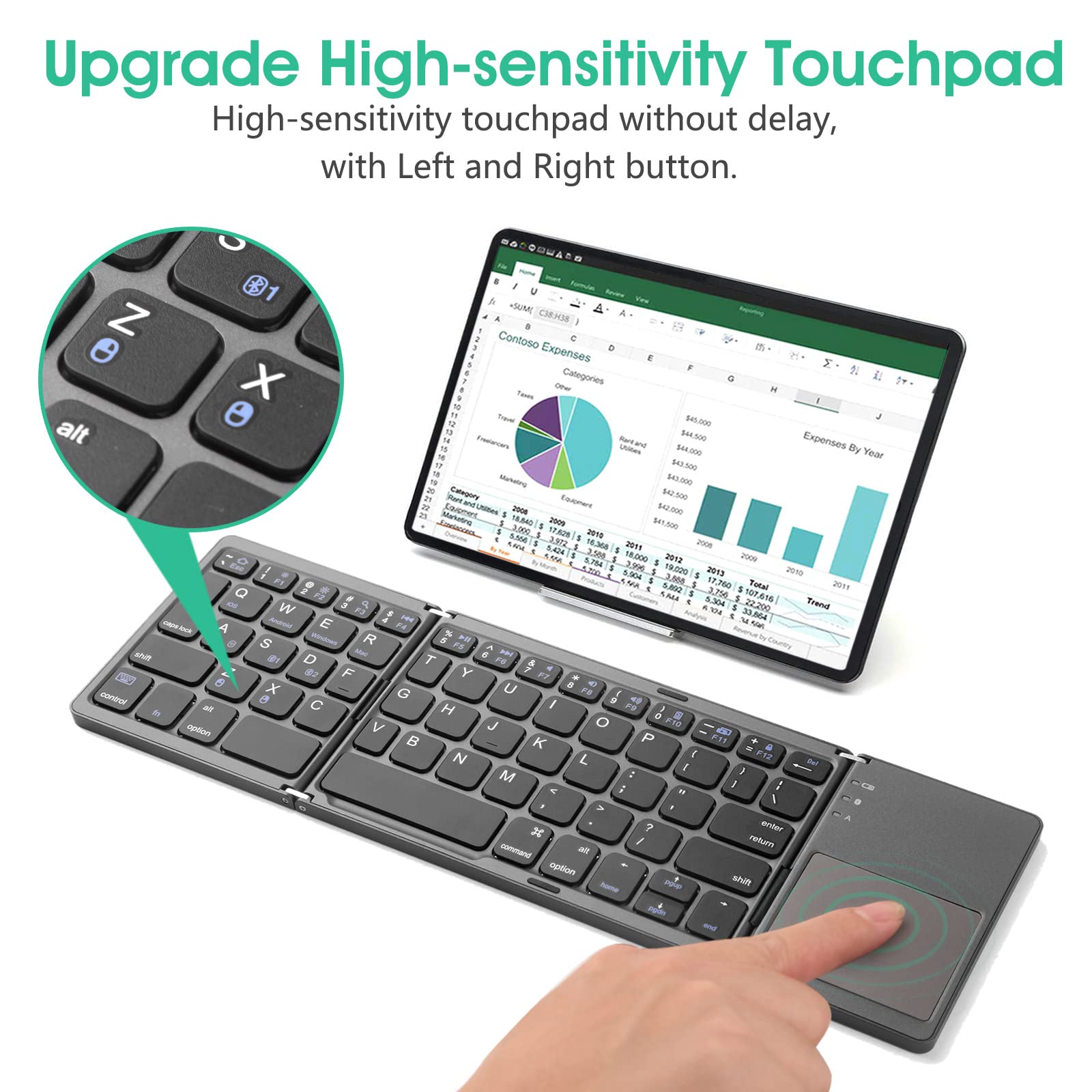 Last Day Promotion 49% OFF - Foldable Bluetooth Keyboard with Touchpad