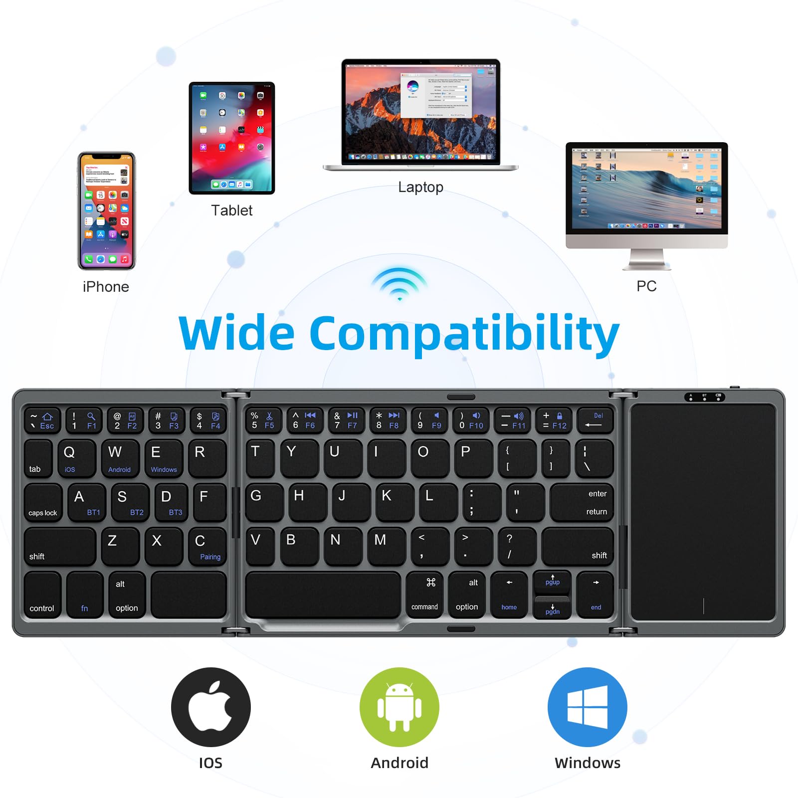 Last Day Promotion 49% OFF - Foldable Bluetooth Keyboard with Touchpad