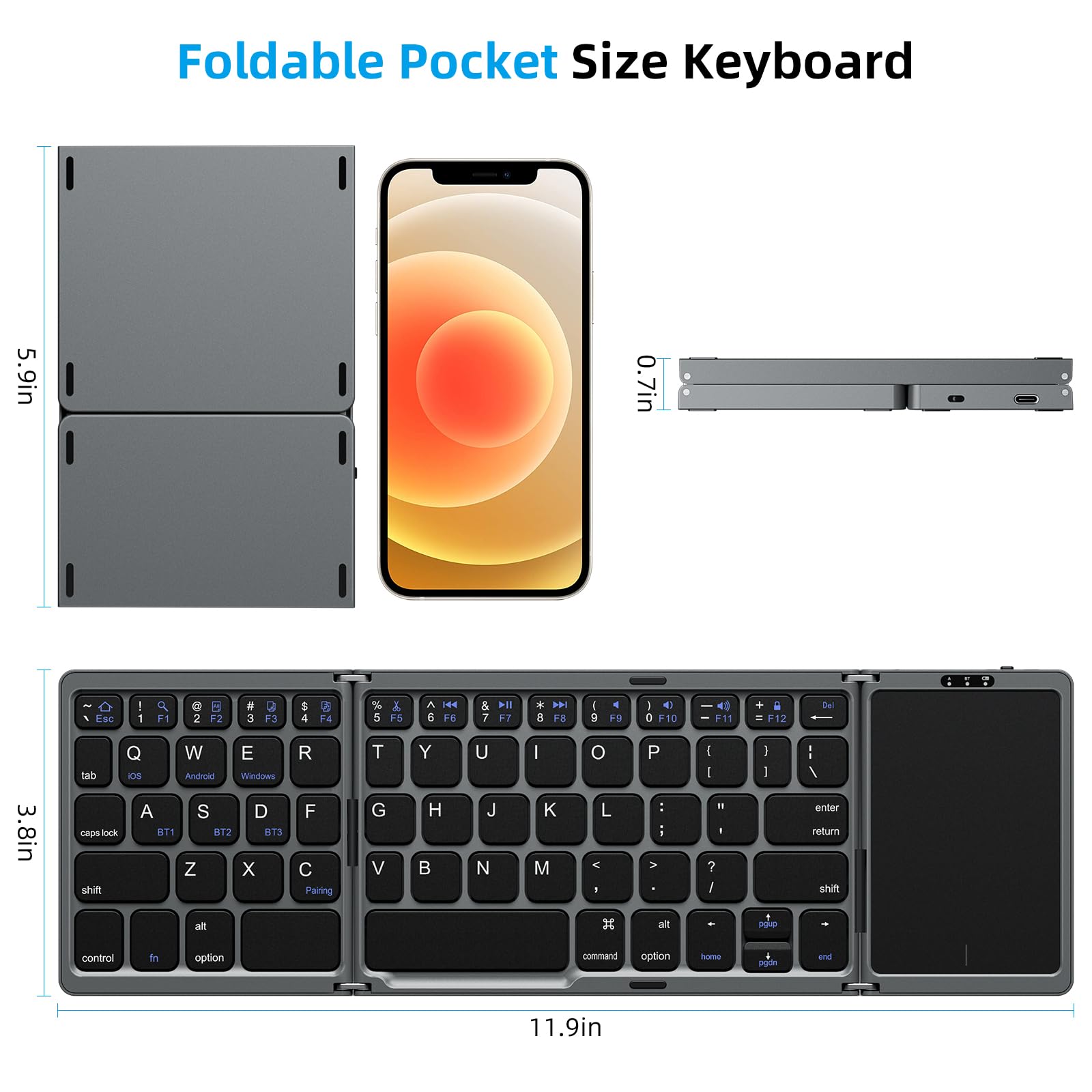 Last Day Promotion 49% OFF - Foldable Bluetooth Keyboard with Touchpad