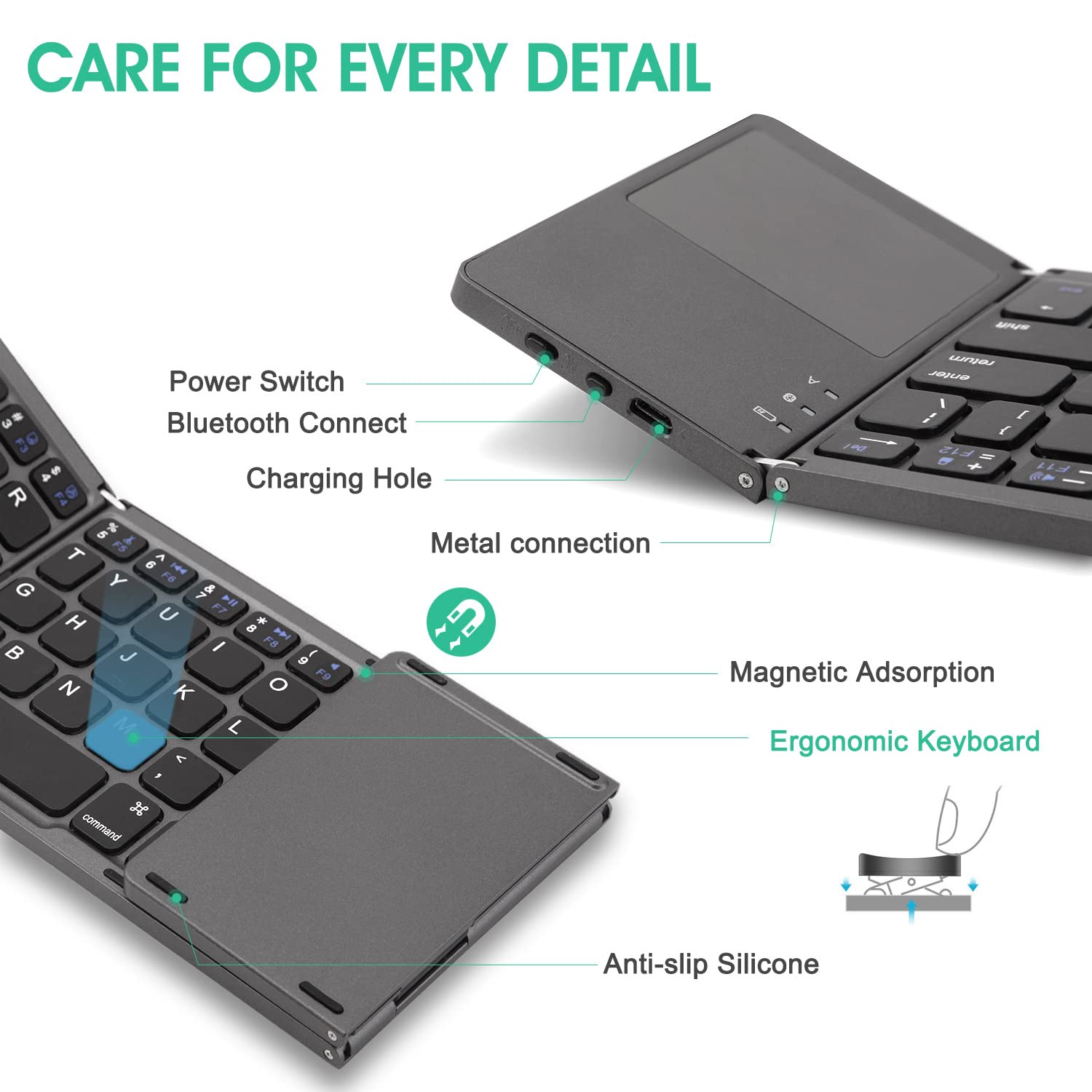 Last Day Promotion 49% OFF - Foldable Bluetooth Keyboard with Touchpad