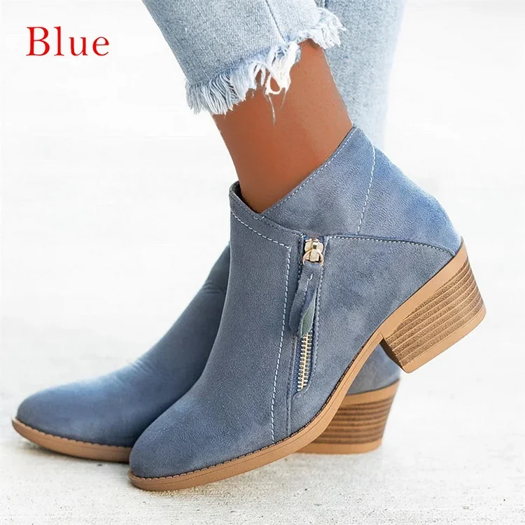 Last Day Promotion 60% Off - Women's Chunky Heel Side Zipper Ankle Boots