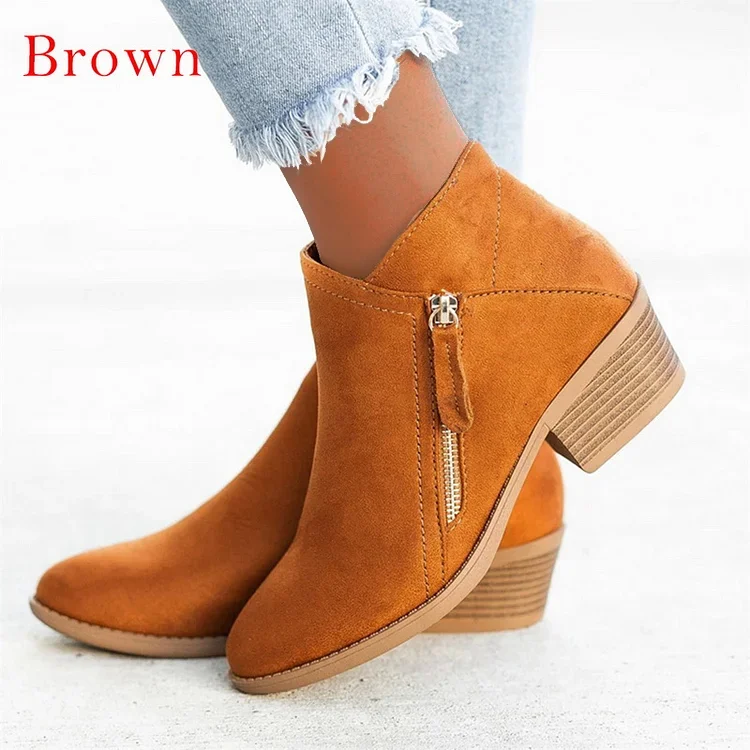 Last Day Promotion 60% Off - Women's Chunky Heel Side Zipper Ankle Boots