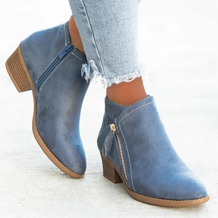 Last Day Promotion 60% Off - Women's Chunky Heel Side Zipper Ankle Boots