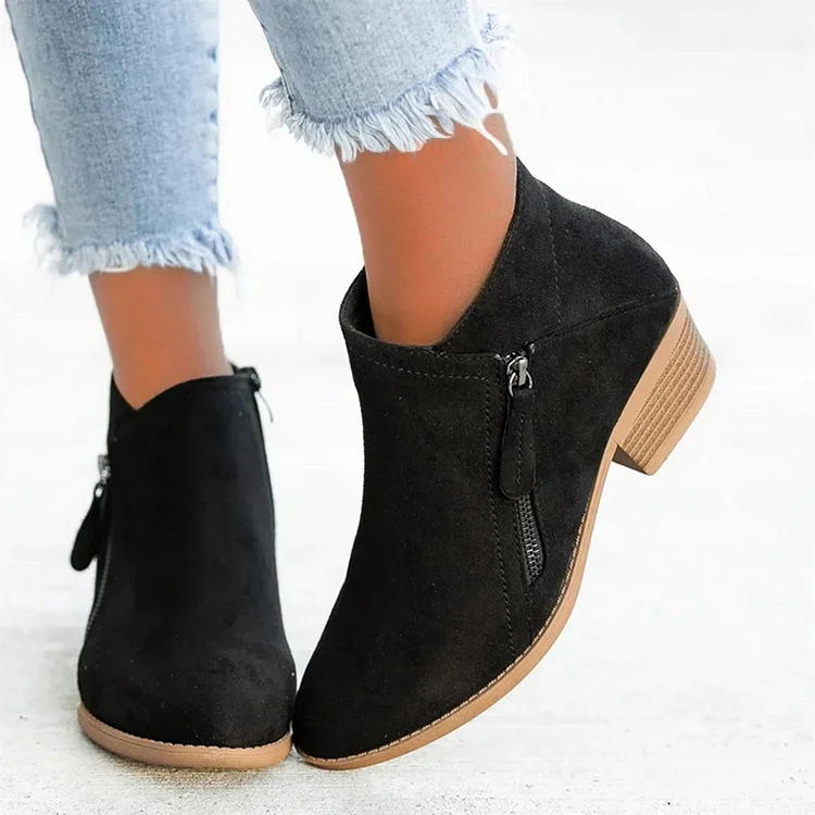 Last Day Promotion 60% Off - Women's Chunky Heel Side Zipper Ankle Boots