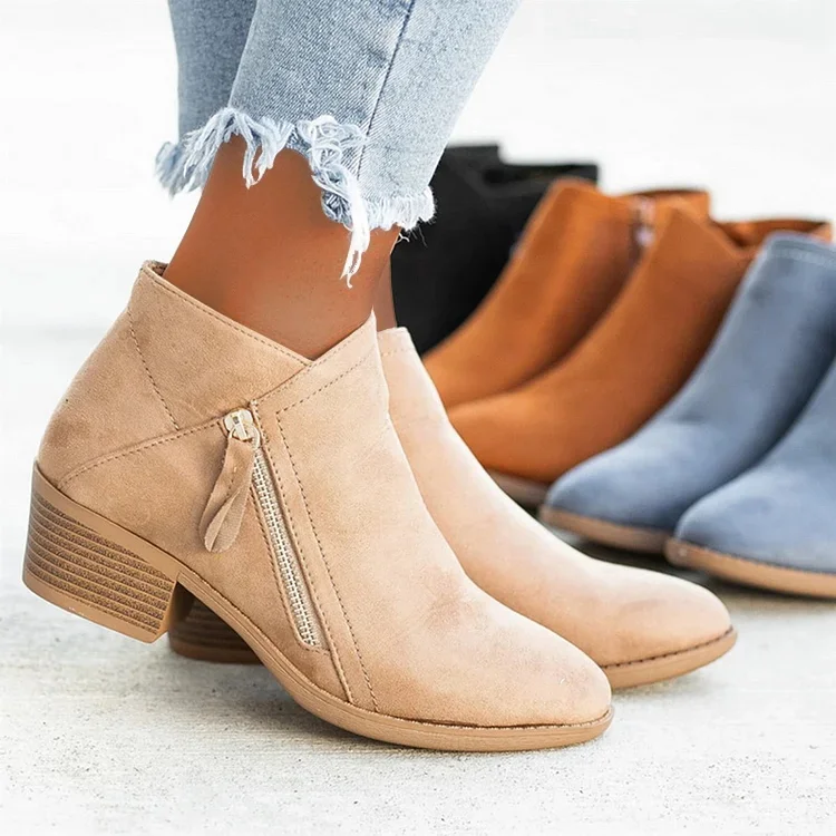 Last Day Promotion 60% Off – Women’s Chunky Heel Side Zipper Ankle Boots