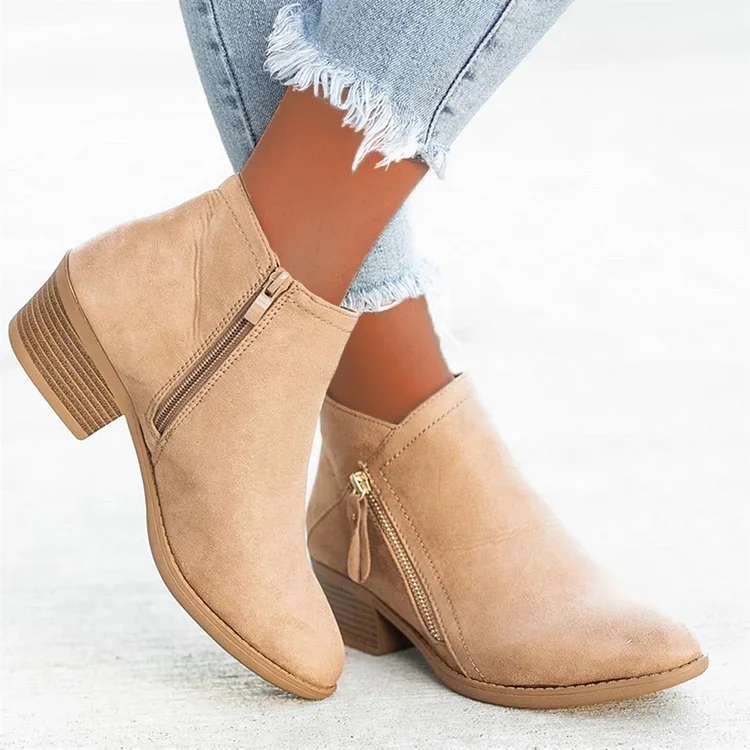 Last Day Promotion 60% Off - Women's Chunky Heel Side Zipper Ankle Boots