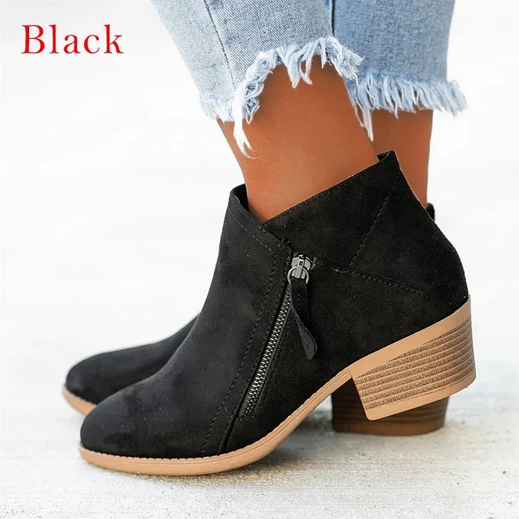 Last Day Promotion 60% Off - Women's Chunky Heel Side Zipper Ankle Boots