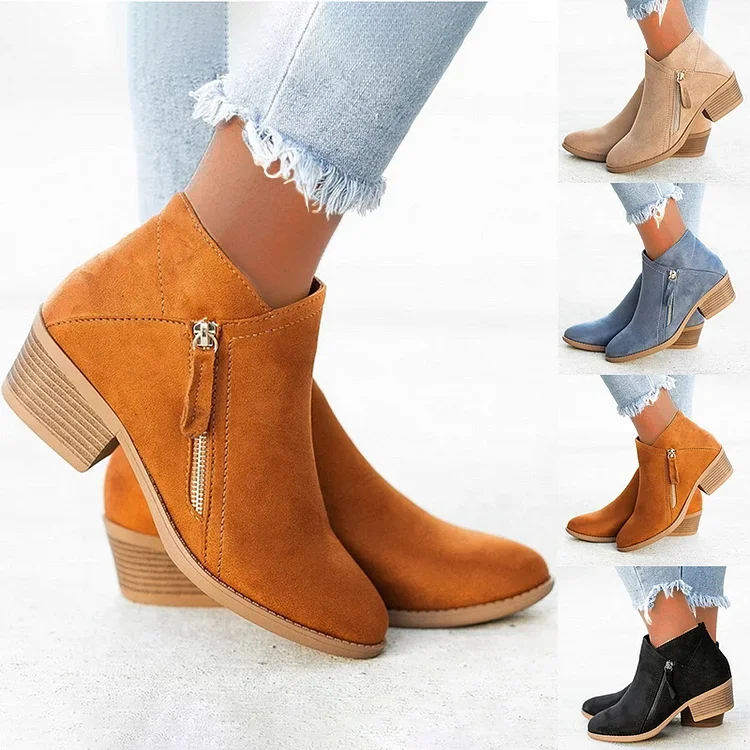 Last Day Promotion 60% Off - Women's Chunky Heel Side Zipper Ankle Boots