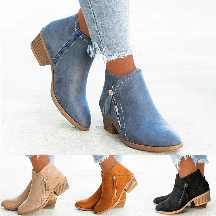 Last Day Promotion 60% Off - Women's Chunky Heel Side Zipper Ankle Boots