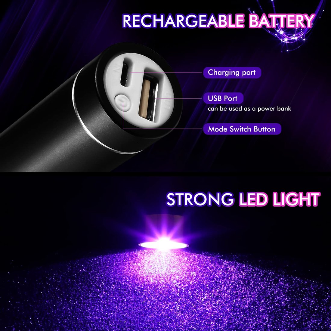 LED rechargeable light whip