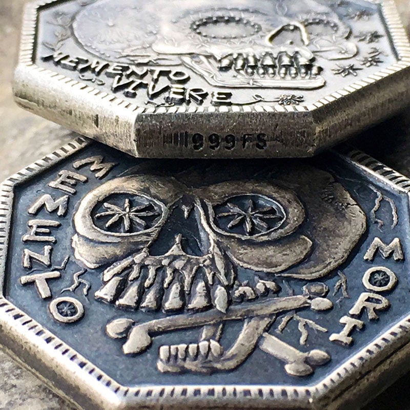 Memento Mori Silver Coin - Memento Vivere Reminder Token